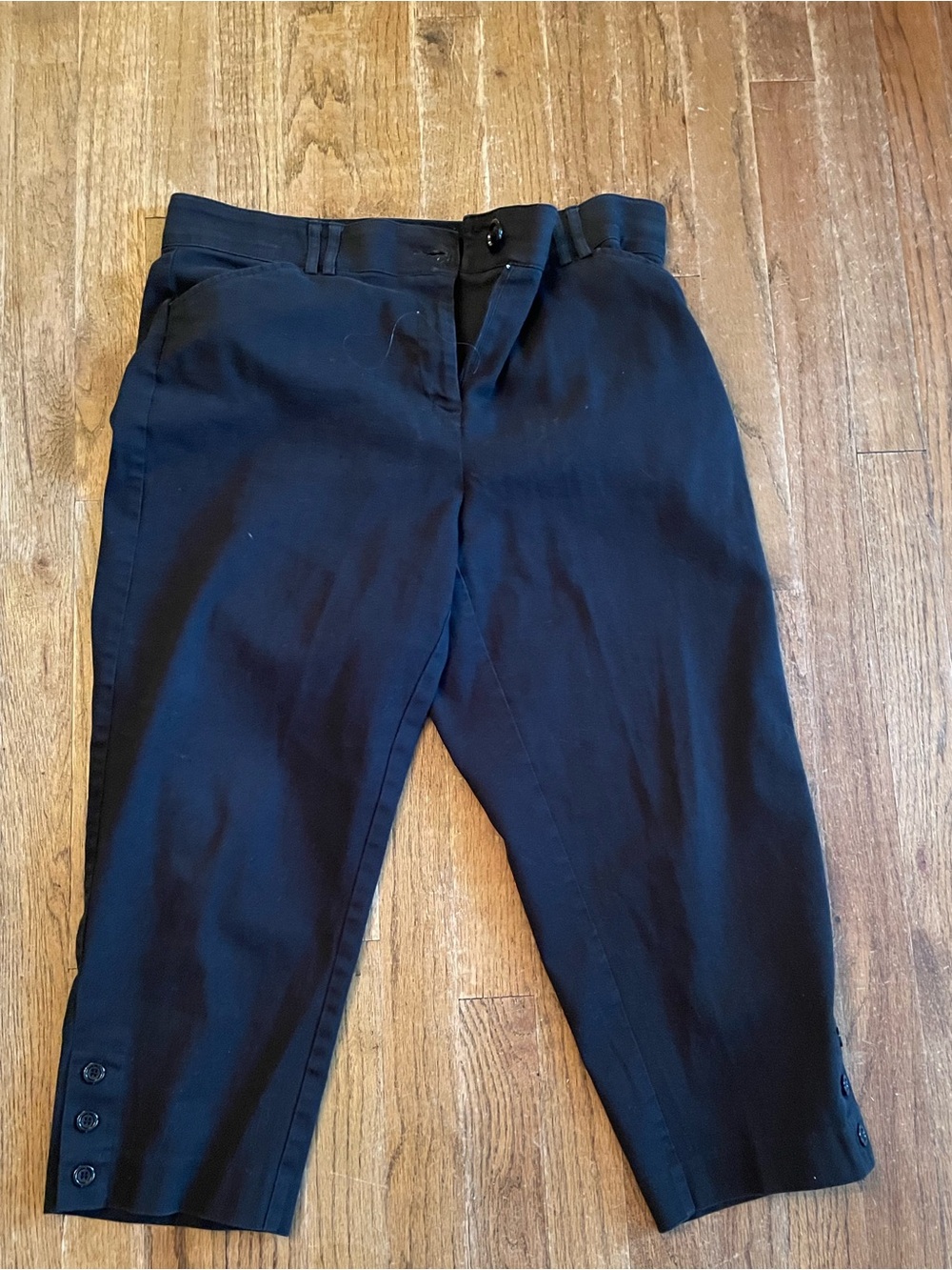 Counterparts Black Cropped Women's Pants - Button Hem Detail